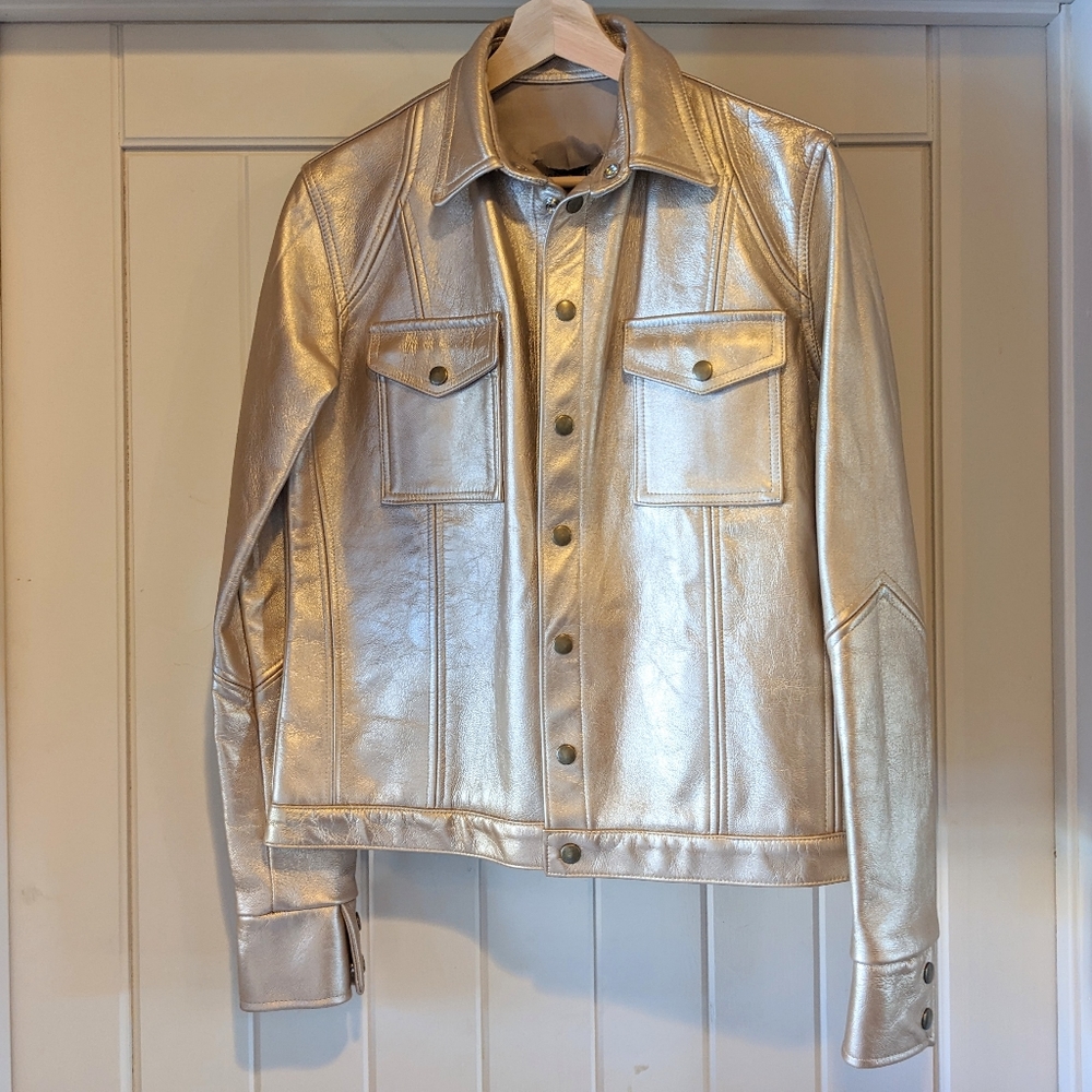 ❄️ Indie brand Paloma Lira gold leather jacket holiday
